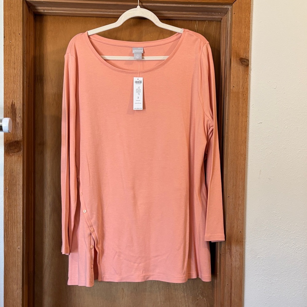 Chico's Coral Long Sleeve Women's Top